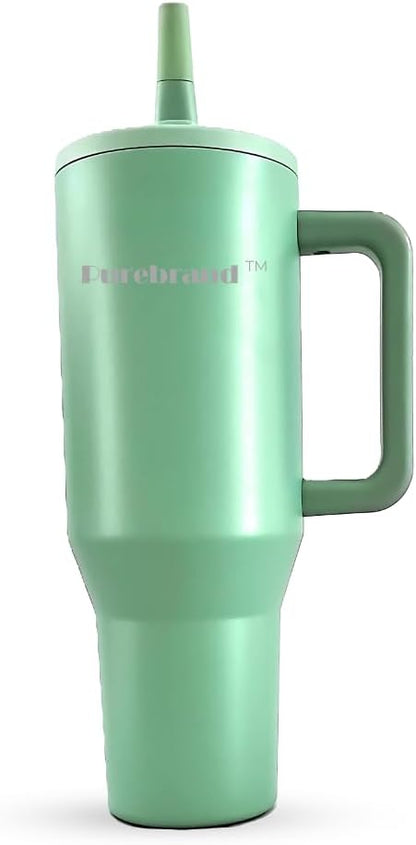 40 oz Tumbler. 100% Leak-Proof Splash-Proof Spill-Proof Lid with Handle and Flip Straw. Double Wall Vacuum Insulated Stainless Steel for Hydration at Home Office Car Gym and Playgrounds (Pink Sand)