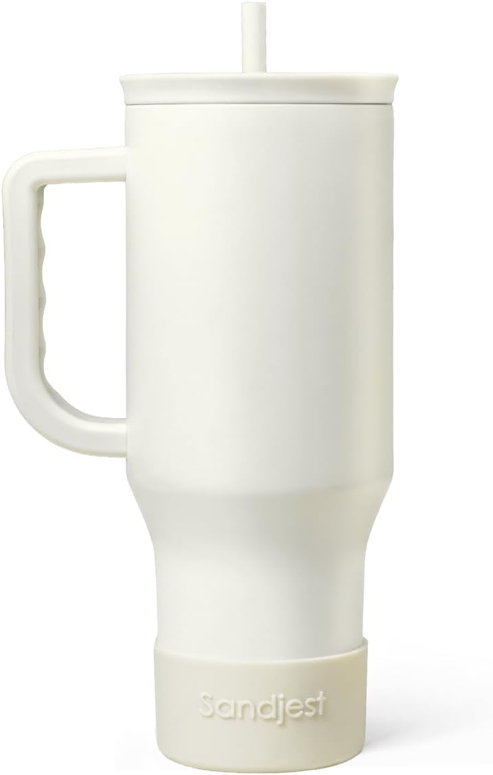 Floral Tumbler with Handle 40oz, Stainless Steel Insulated Tumblers Coffee Travel Mug Cup with Straw, Flower Coffee Cup Gifts for Women Girls, Gift for Her on Christmas Birthday Mothers Day