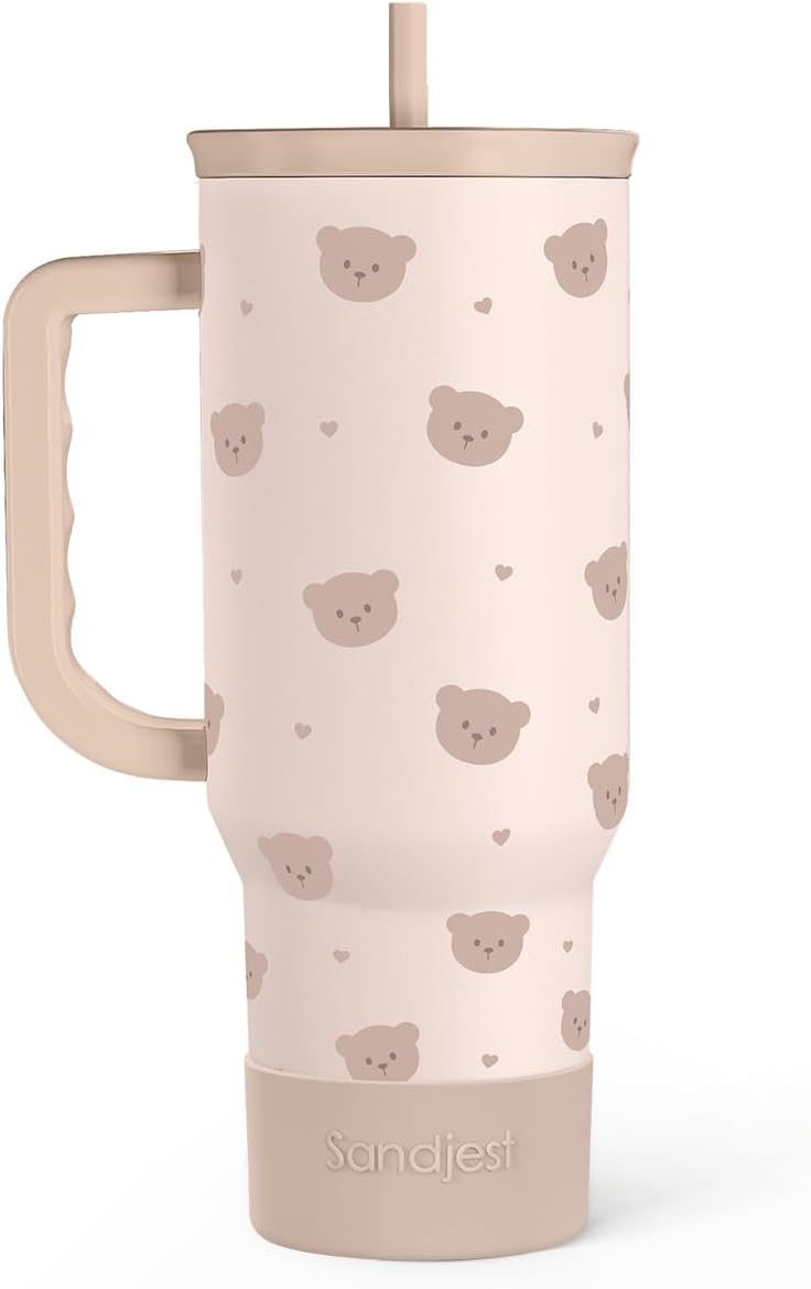 SANDJEST Pickleball 40oz Tumbler With Handle and Straw, Pickleball Queen Insulated Stainless Steel Travel Coffee Mug for Women Girls Players, Gift Idea for Birthday Christmas Mothers Day