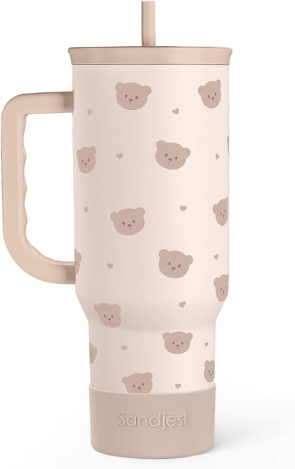 SANDJEST Pickleball 40oz Tumbler With Handle and Straw, Pickleball Queen Insulated Stainless Steel Travel Coffee Mug for Women Girls Players, Gift Idea for Birthday Christmas Mothers Day