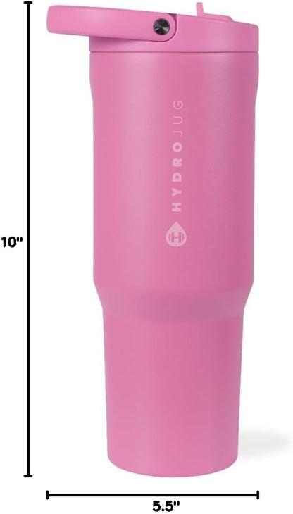 HydroJug Sport - Stainless Steel Tumbler with Straw, Vacuum Insulated, 40oz Leakproof Water Bottle, Ergonomic Design, Reusable, Dishwasher Safe, Rubber Base, Durable for Gym or Outdoors, Sage