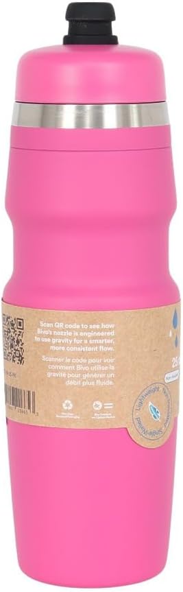 Bivo Duo 25oz Non Insulated Stainless Steel Bike Water Bottle - Lightweight for Cycling, Hiking, Sports - No Plastic Taste, Fits Most Cages, Dishwasher Safe - (Raw)