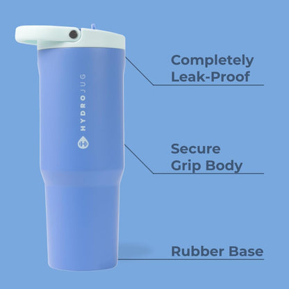 HydroJug Sport - Stainless Steel Tumbler with Straw, Vacuum Insulated, 40oz Leakproof Water Bottle, Ergonomic Design, Reusable, Dishwasher Safe, Rubber Base, Durable for Gym or Outdoors, Sage