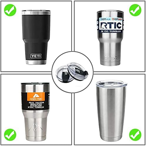 Tumbler Lids Spillproof 20 Oz,2 Replacement Lids for 20 oz YETI Rambler,BPA Free & Straw Friendly,Spill-proof Lid,Covers for 20 Ounce Tumbler Cup(20 oz, Black)