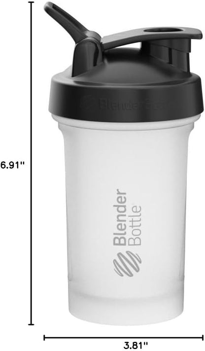 BlenderBottle Classic V2 Shaker Bottle Perfect for Protein Shakes and Pre Workout, 20-Ounce, Clear/Black