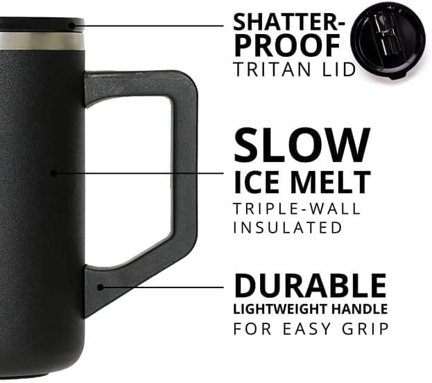 Elemental Insulated Coffee Mug - Triple-Wall Stainless Steel Summit Travel Cup for Hot and Cold Drinks - Thermal Coffee Mug with Lid and Handle for Camping, Office & Travel 16oz - Rainbow Speckle