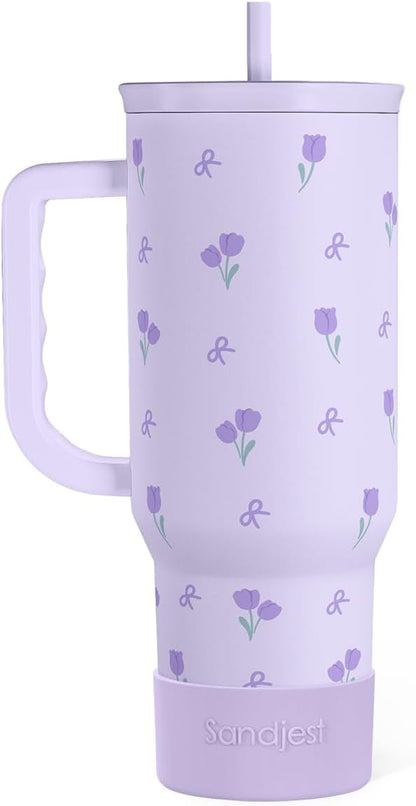 SANDJEST Pickleball 40oz Tumbler With Handle and Straw, Pickleball Queen Insulated Stainless Steel Travel Coffee Mug for Women Girls Players, Gift Idea for Birthday Christmas Mothers Day