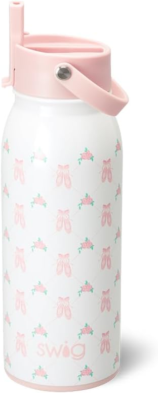 Swig Life 36oz Insulated Water Bottle, Travel Water Bottle with Straw and Lid, Cup Holder Friendly, Stainless Steel (Pickleball)