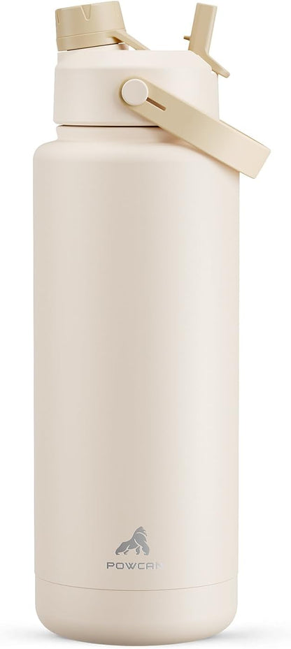POWCAN 26 oz Insulated Water Bottle with 2-in-1 Straw and Spout Lid, Keep Cold 24H, Leak-Proof, Fits in Car Cup Holder, Stainless Steel Water Bottle for Sports, Travel, and School (Mint)