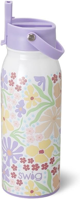 Swig Life 36oz Insulated Water Bottle, Travel Water Bottle with Straw and Lid, Cup Holder Friendly, Stainless Steel (Pickleball)