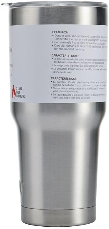 Built 30oz Insulated Coffee Tumbler, Stainless Brushed - Reusable Stainless Steel Travel Mug with Slide Lid, Double Wall Thermal Cup for Hot or Cold Drinks - BPA-Free, Car Cup Holder Friendly