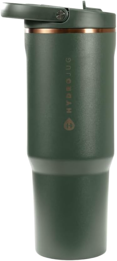 HydroJug Sport - Stainless Steel Tumbler with Straw, Vacuum Insulated, 40oz Leakproof Water Bottle, Ergonomic Design, Reusable, Dishwasher Safe, Rubber Base, Durable for Gym or Outdoors, Sage