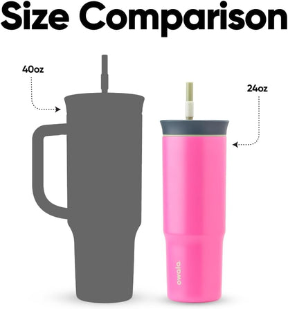 Owala Stainless Steel Triple Layer Insulated Travel Tumbler with Spill Resistant Lid and Straw, BPA Free, 24 oz, Grey/Blue (The Great Blue)