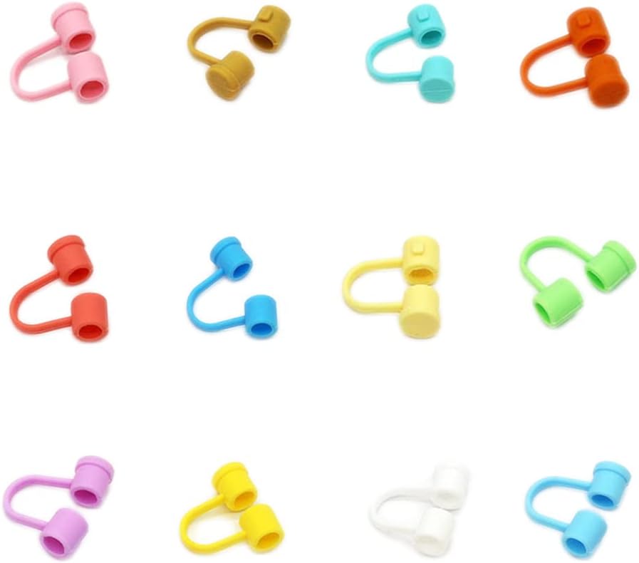 (12 Packs) Suit for 6-7mm Straw Cover Silicone Caps Simple 7MM Colorful Straw Plug Topper Dust Proof Tips