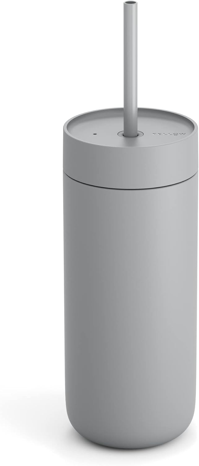 Fellow 16 oz Carter Cold Travel Mug for Water, Iced Tea, Coffee, Smoothies, Iced Coffee & more - Stainless Steel Vacuum-Insulated Iced Coffee tumbler with Spill Resistant lid and straw - Sienna