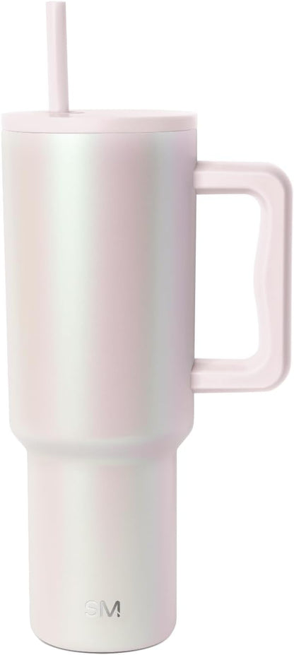 Simple Modern 40 oz Trek Tumbler with Handle and Straw Lid | Cup Holder Friendly Insulated Stainless Steel Travel Mug | Sea Glass Sage - Colors A