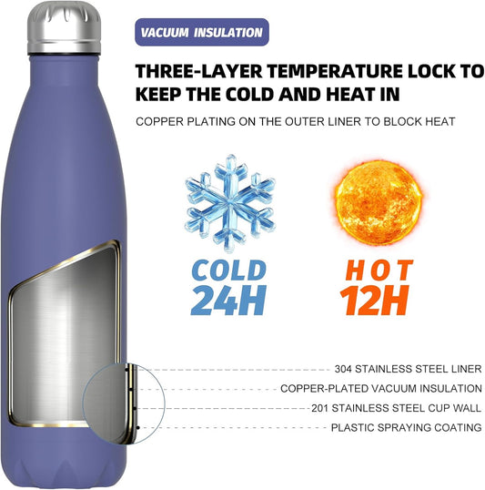 Stainless Steel water bottle,17oz Insulated Water Bottles