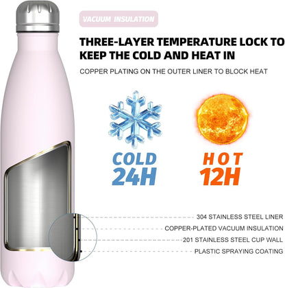 Stainless Steel water bottle,17oz Insulated Water Bottles