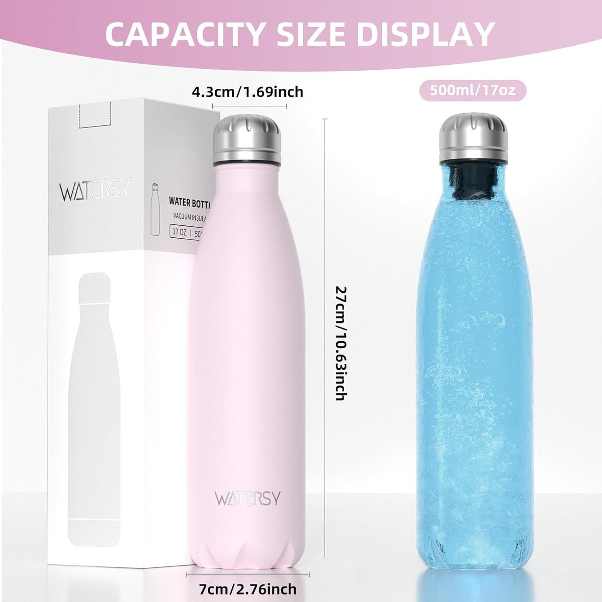 Stainless Steel water bottle,17oz Insulated Water Bottles