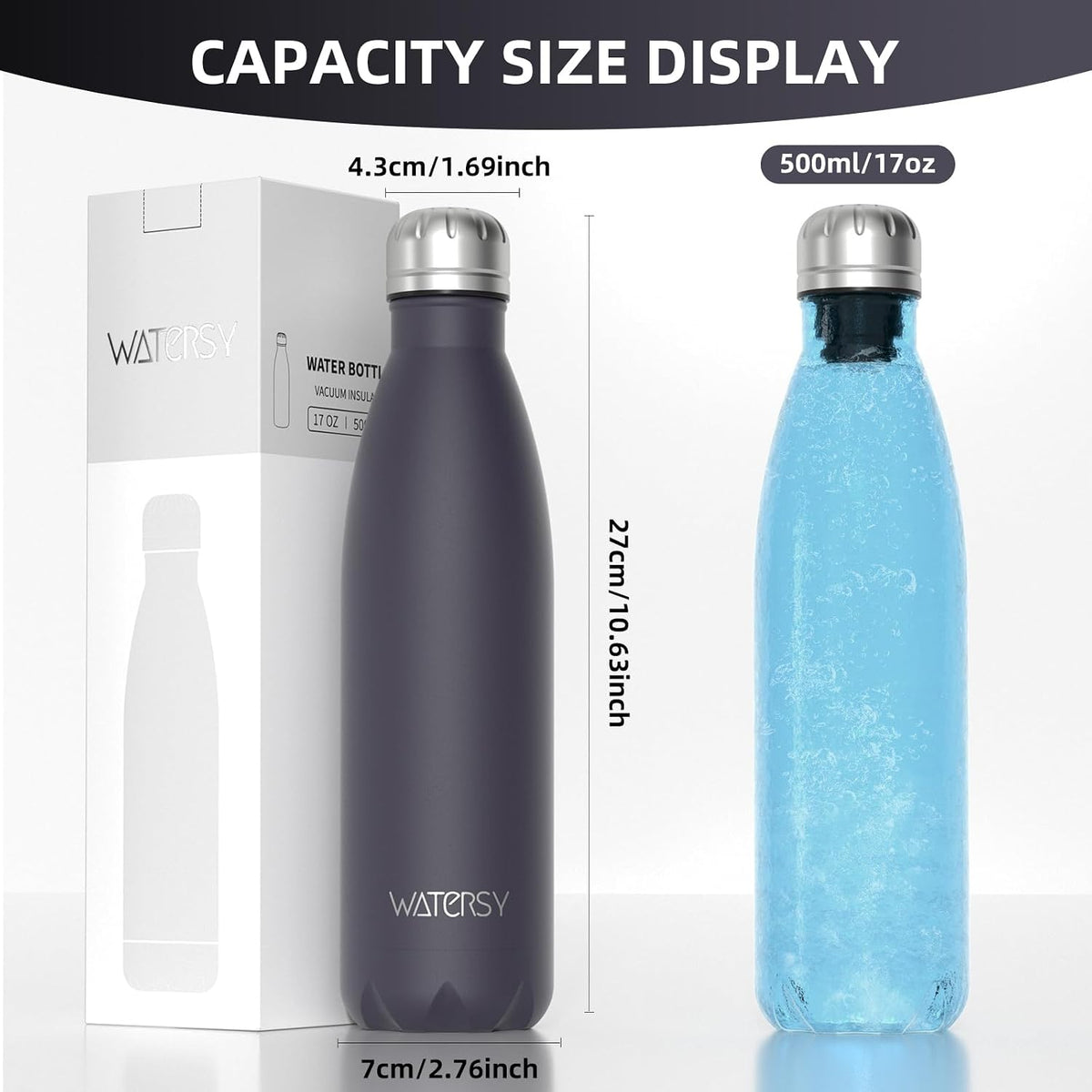 Stainless Steel water bottle,17oz Insulated Water Bottles