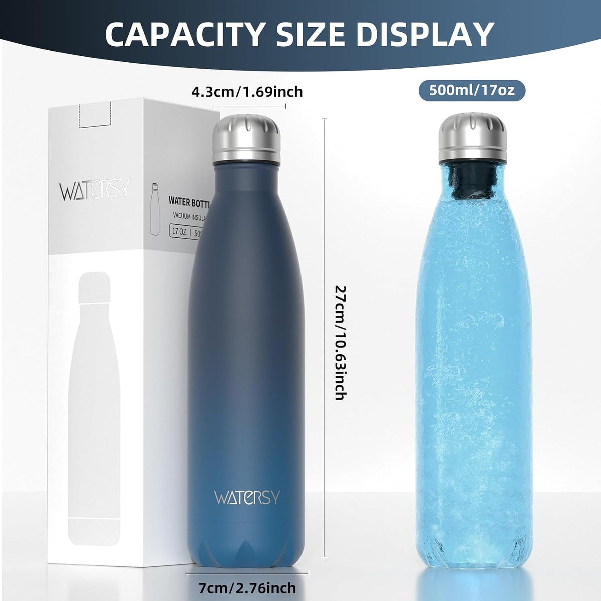 Stainless Steel water bottle,17oz Insulated Water Bottles