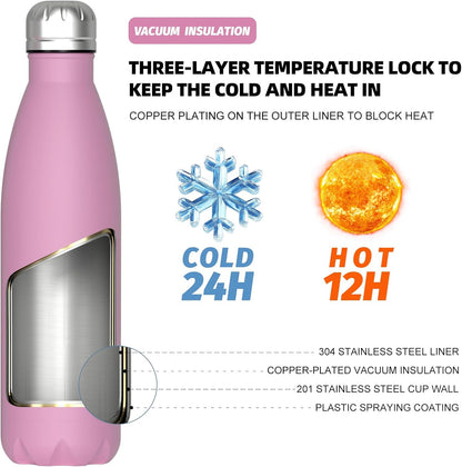 Stainless Steel water bottle,17oz Insulated Water Bottles
