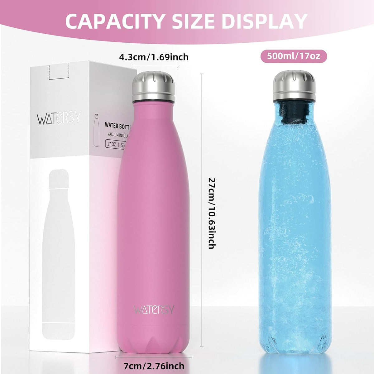 Stainless Steel water bottle,17oz Insulated Water Bottles