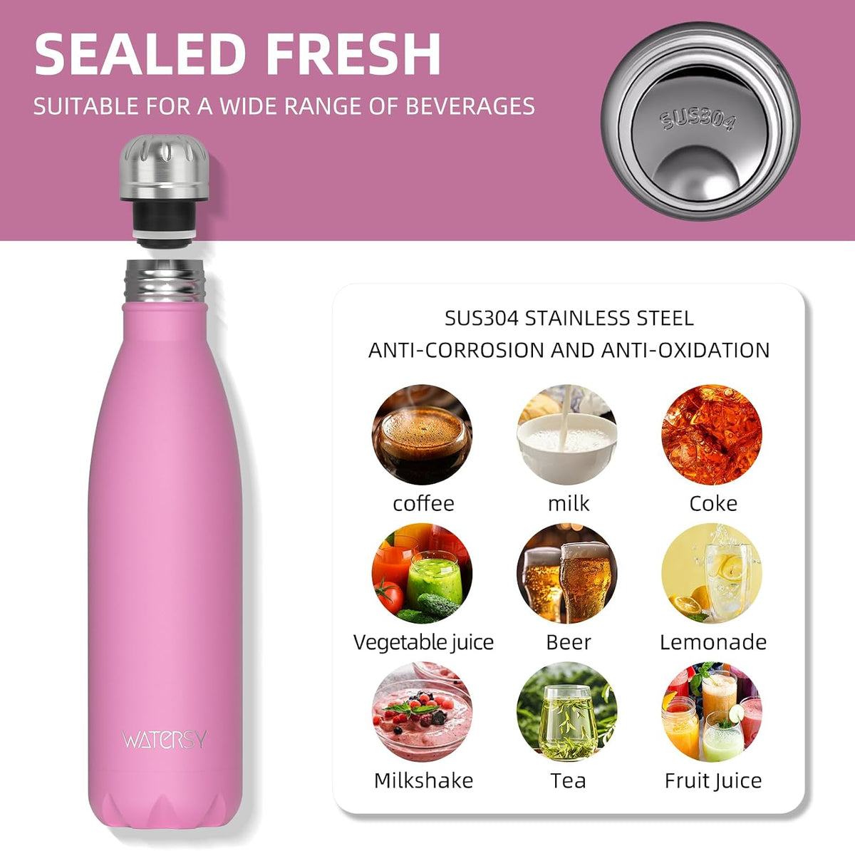 Stainless Steel water bottle,17oz Insulated Water Bottles
