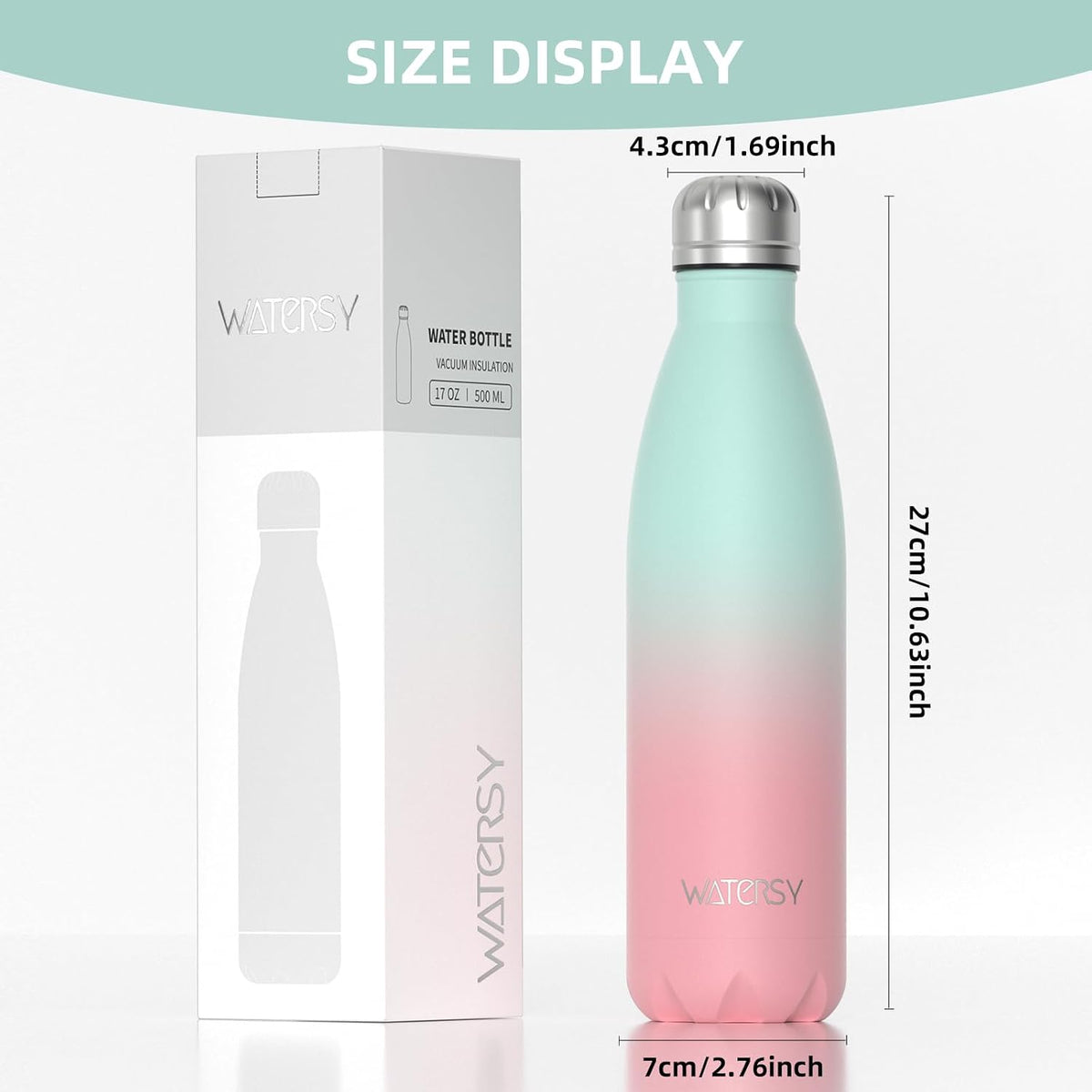 Stainless Steel water bottle,17oz Insulated Water Bottles