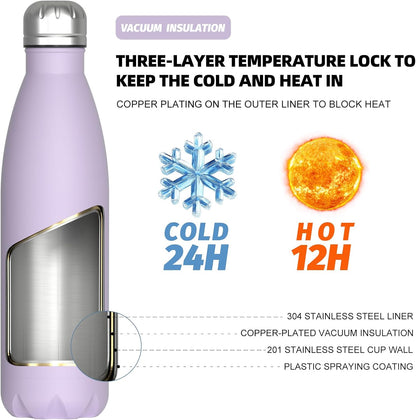 Stainless Steel water bottle,17oz Insulated Water Bottles