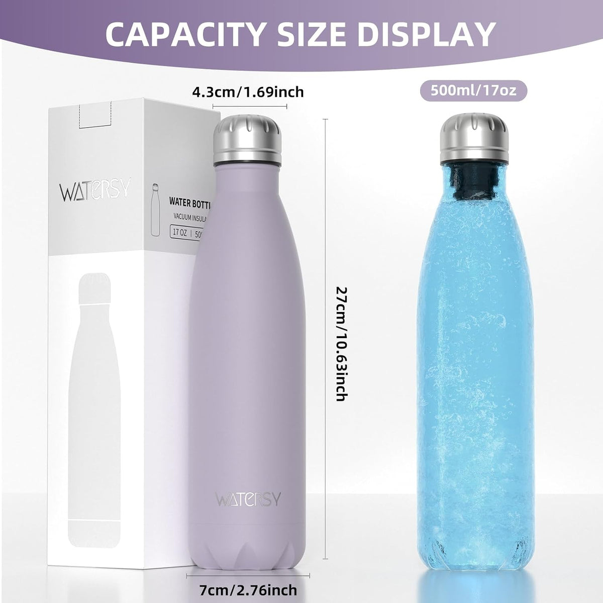 Stainless Steel water bottle,17oz Insulated Water Bottles