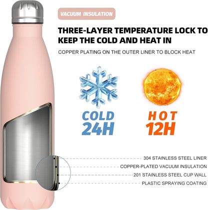Stainless Steel water bottle,17oz Insulated Water Bottles