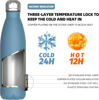 Stainless Steel water bottle,17oz Insulated Water Bottles