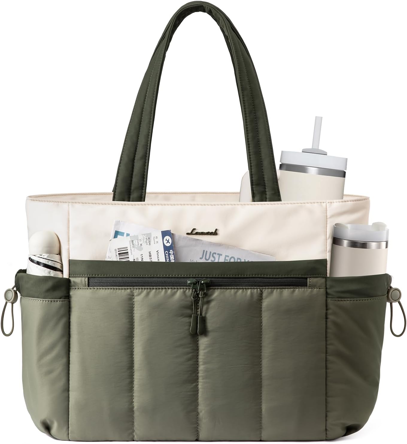 Puffer Laptop Bag for Women, Ultra-Lightweight Work Bag Tote w/Organized Compartments, 15.6/17.3“, for Travel&Work