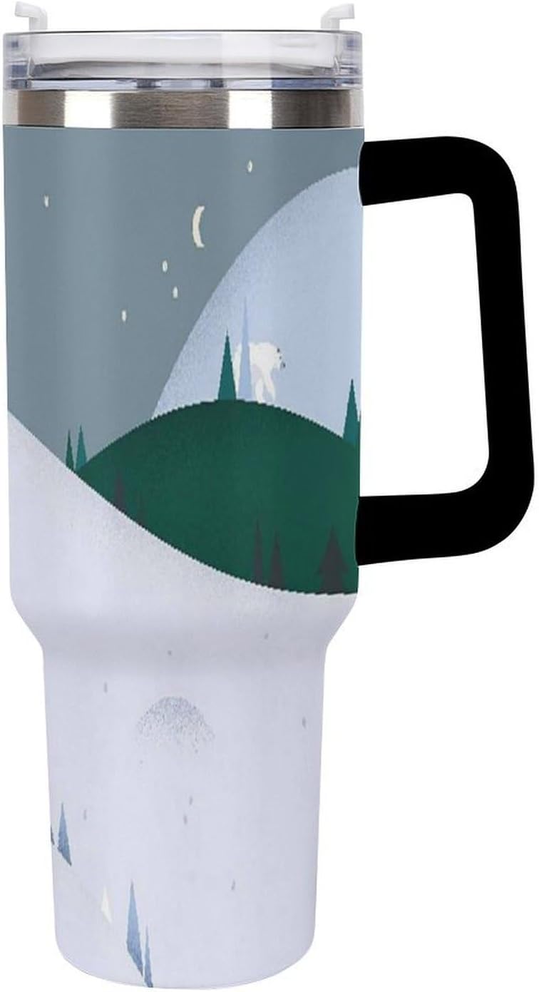 Space Constellation 304 Stainless Steel Double Wall Insulated Tumbler with Leakproof Slide Lid and Straw Large Capacity Travel Mug Black-Space Constellation