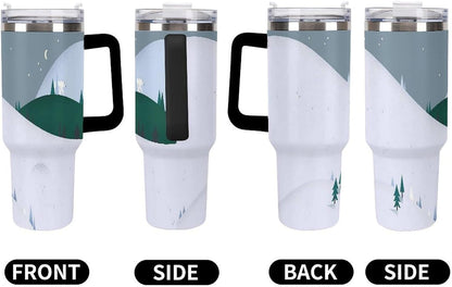 Space Constellation 304 Stainless Steel Double Wall Insulated Tumbler with Leakproof Slide Lid and Straw Large Capacity Travel Mug Black-Space Constellation