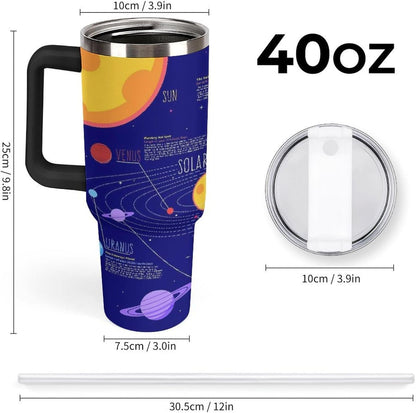 Space Constellation 304 Stainless Steel Double Wall Insulated Tumbler with Leakproof Slide Lid and Straw Large Capacity Travel Mug Black-Space Constellation