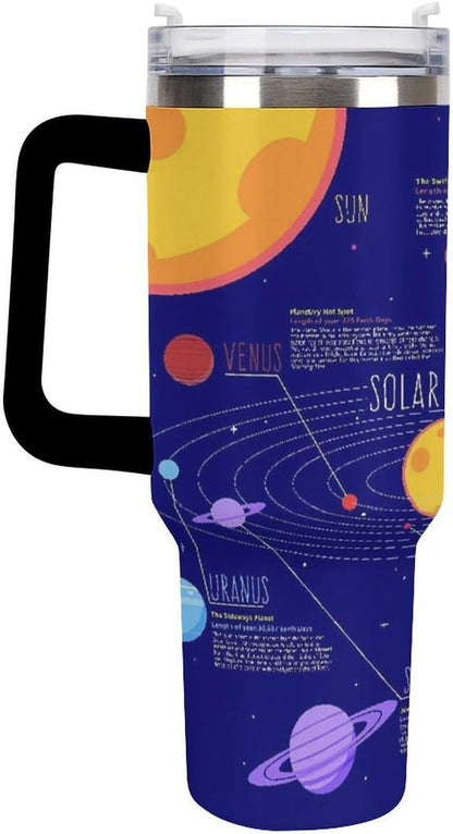 Space Constellation 304 Stainless Steel Double Wall Insulated Tumbler with Leakproof Slide Lid and Straw Large Capacity Travel Mug Black-Space Constellation