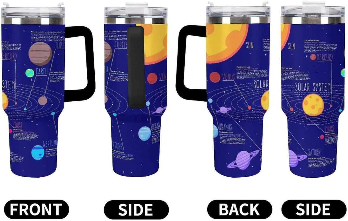 Space Constellation 304 Stainless Steel Double Wall Insulated Tumbler with Leakproof Slide Lid and Straw Large Capacity Travel Mug Black-Space Constellation