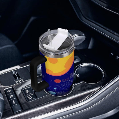 Space Constellation 304 Stainless Steel Double Wall Insulated Tumbler with Leakproof Slide Lid and Straw Large Capacity Travel Mug Black-Space Constellation