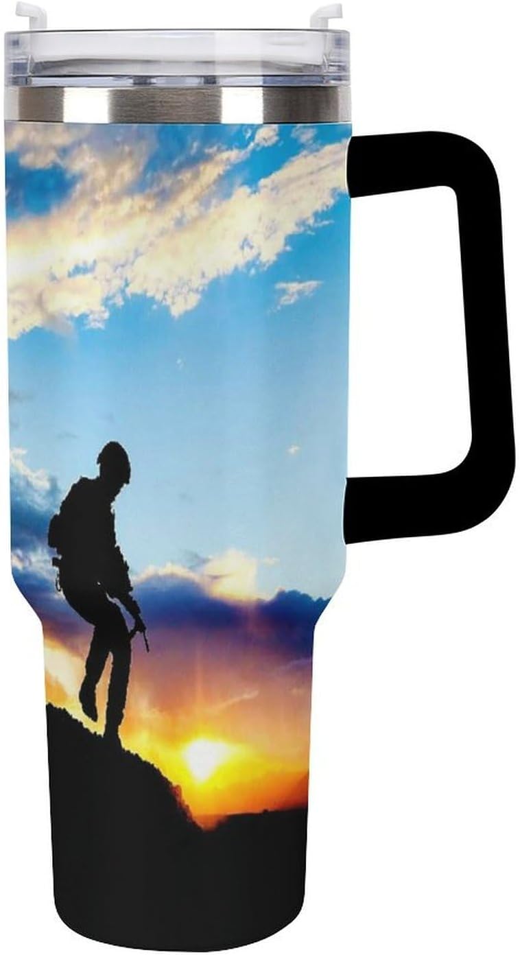 Space Constellation 304 Stainless Steel Double Wall Insulated Tumbler with Leakproof Slide Lid and Straw Large Capacity Travel Mug Black-Space Constellation