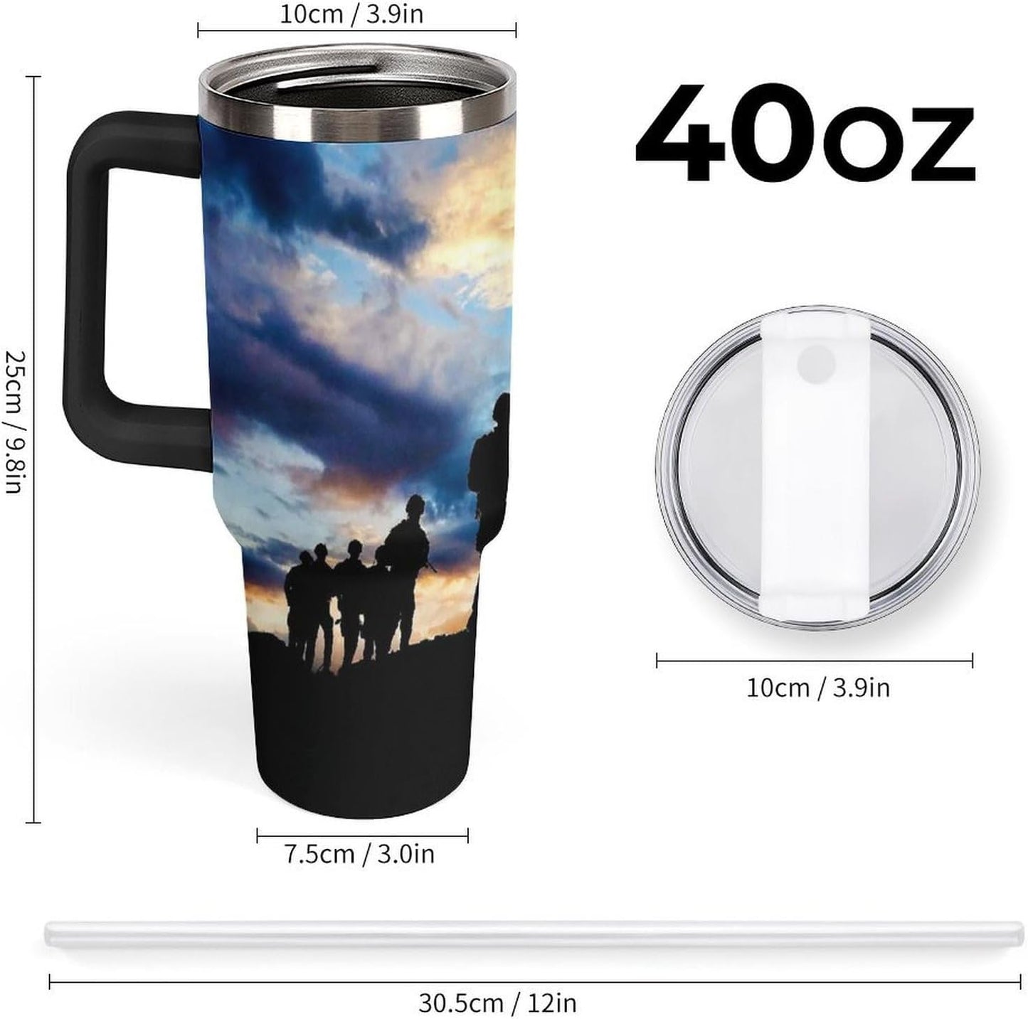 Space Constellation 304 Stainless Steel Double Wall Insulated Tumbler with Leakproof Slide Lid and Straw Large Capacity Travel Mug Black-Space Constellation