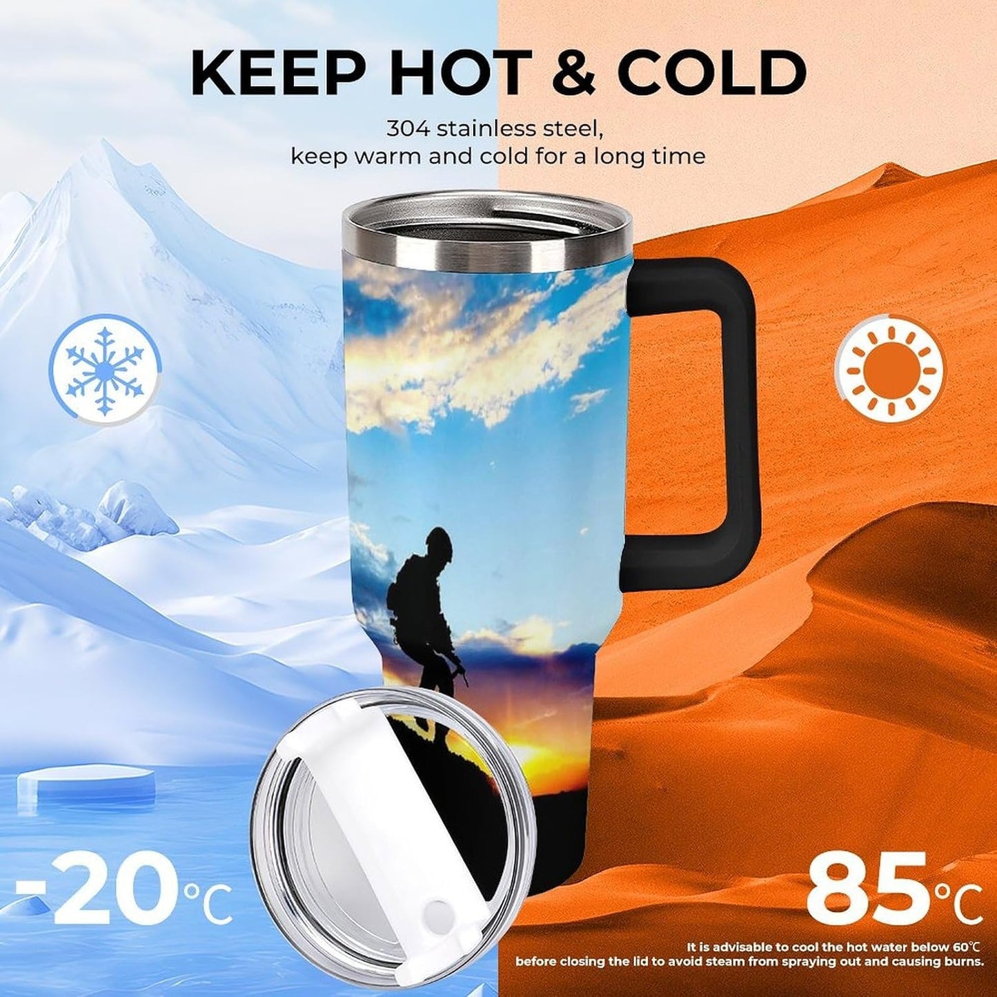 Space Constellation 304 Stainless Steel Double Wall Insulated Tumbler with Leakproof Slide Lid and Straw Large Capacity Travel Mug Black-Space Constellation