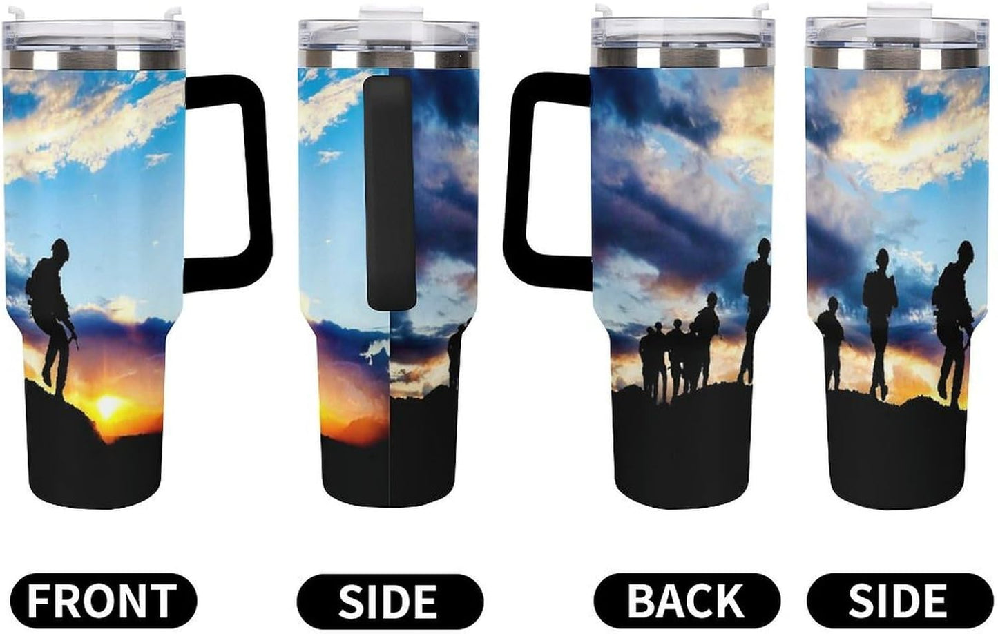 Space Constellation 304 Stainless Steel Double Wall Insulated Tumbler with Leakproof Slide Lid and Straw Large Capacity Travel Mug Black-Space Constellation