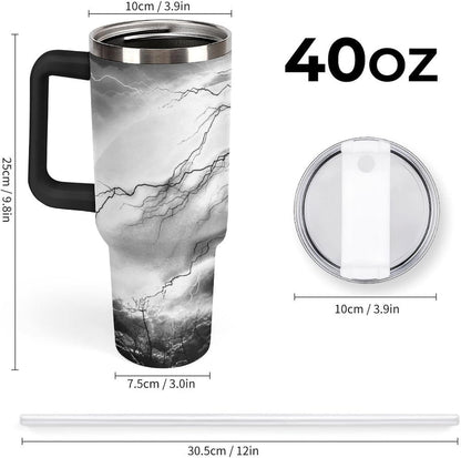 Space Constellation 304 Stainless Steel Double Wall Insulated Tumbler with Leakproof Slide Lid and Straw Large Capacity Travel Mug Black-Space Constellation