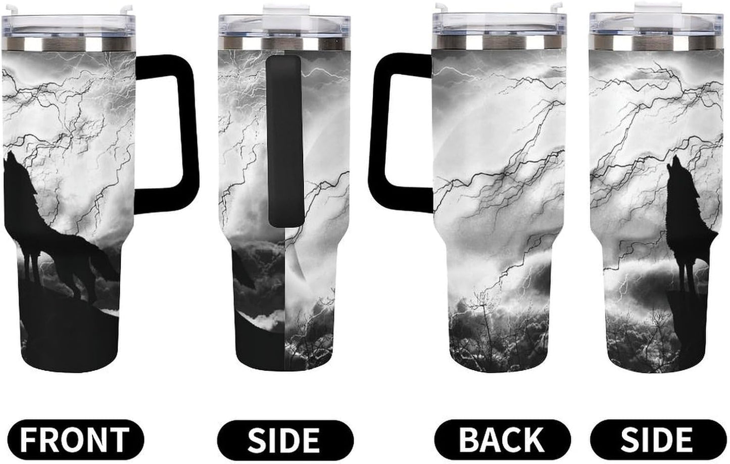 Space Constellation 304 Stainless Steel Double Wall Insulated Tumbler with Leakproof Slide Lid and Straw Large Capacity Travel Mug Black-Space Constellation