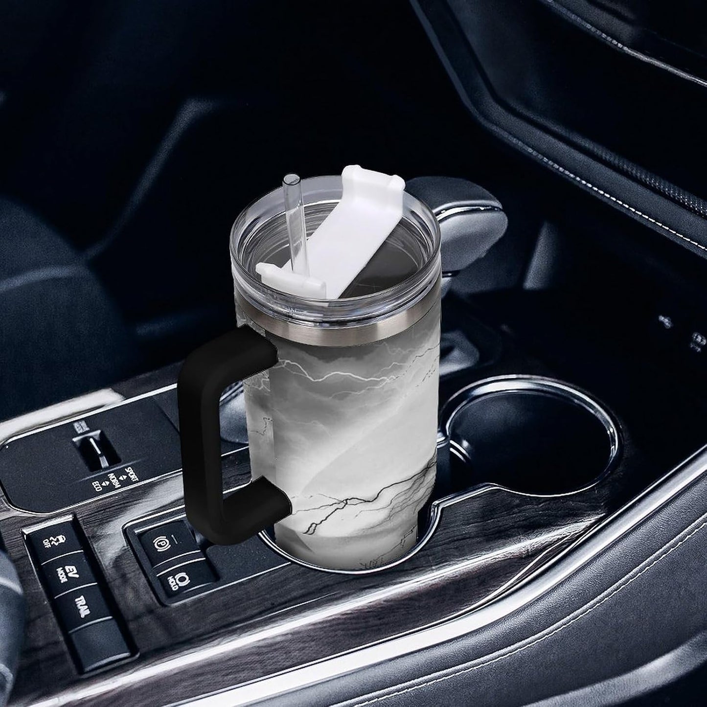 Space Constellation 304 Stainless Steel Double Wall Insulated Tumbler with Leakproof Slide Lid and Straw Large Capacity Travel Mug Black-Space Constellation
