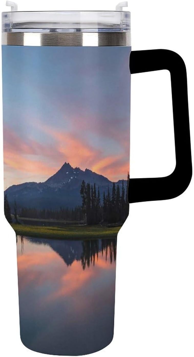 Space Constellation 304 Stainless Steel Double Wall Insulated Tumbler with Leakproof Slide Lid and Straw Large Capacity Travel Mug Black-Space Constellation