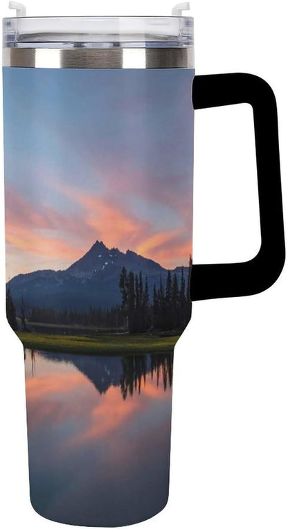 Space Constellation 304 Stainless Steel Double Wall Insulated Tumbler with Leakproof Slide Lid and Straw Large Capacity Travel Mug Black-Space Constellation