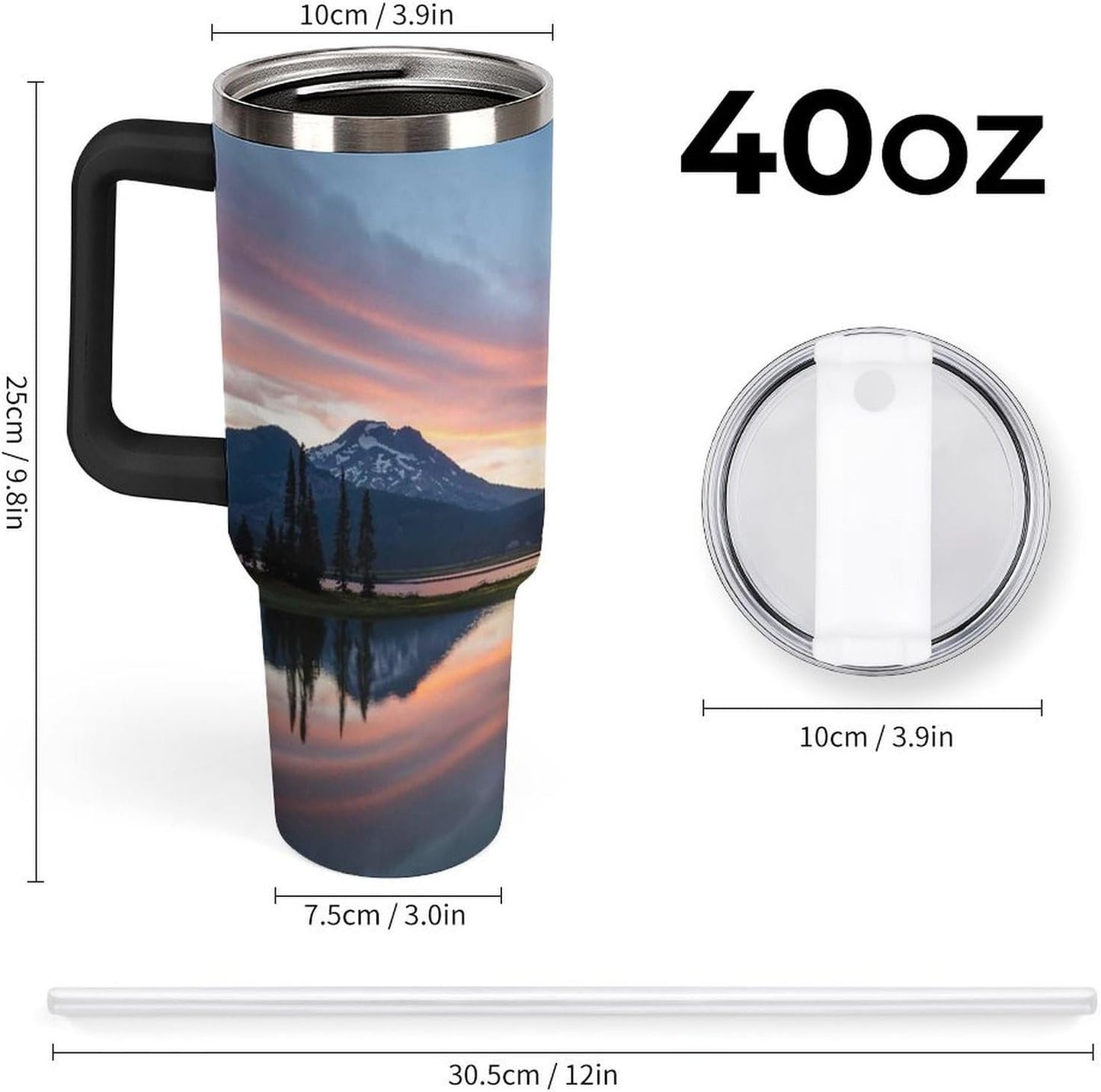 Space Constellation 304 Stainless Steel Double Wall Insulated Tumbler with Leakproof Slide Lid and Straw Large Capacity Travel Mug Black-Space Constellation